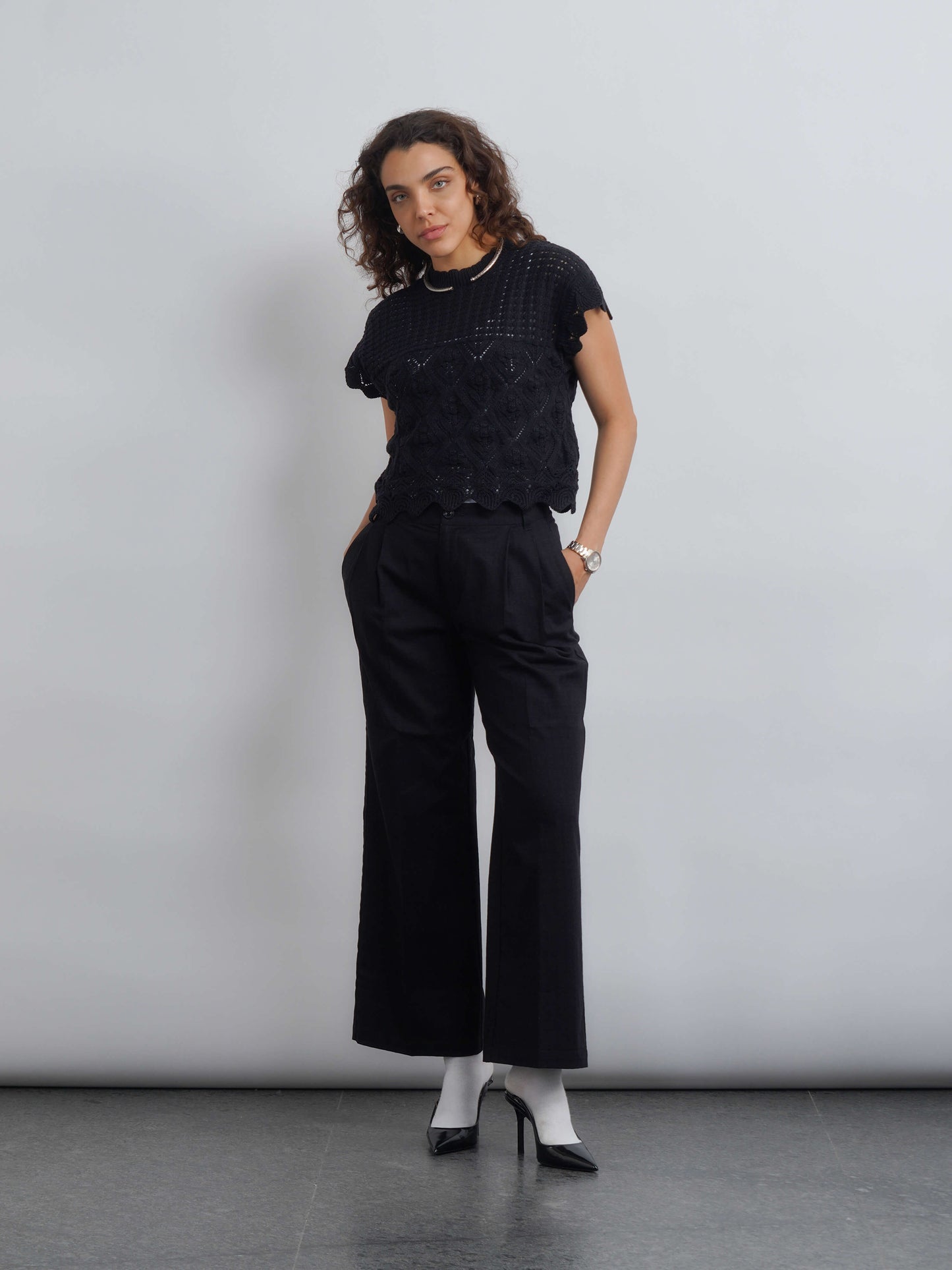 Aurora Crochet Top - Black