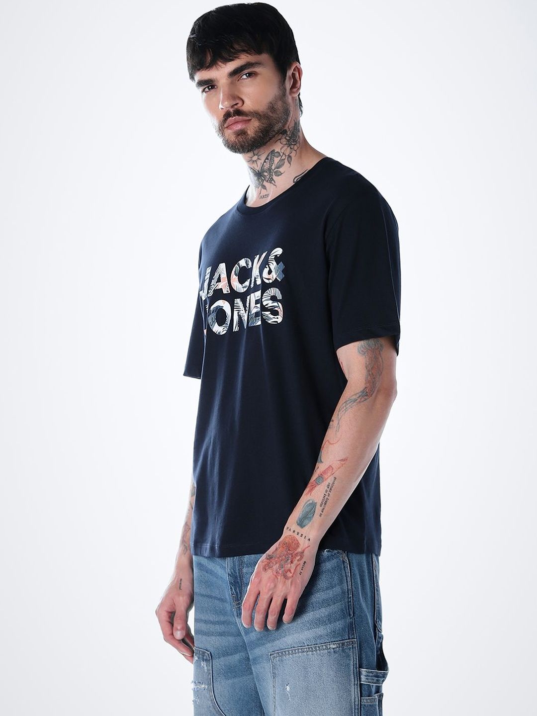 Typography Printed Round Neck Cotton T-shirt
