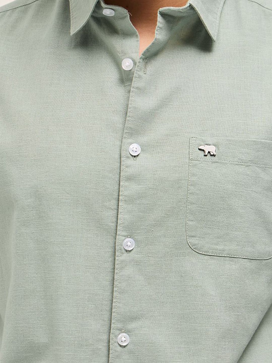 Men Slim Fit Solid Spread Collar Casual Cotton Linen Shirt