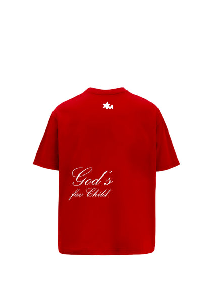 God'S Fav Child Red Oversized T-Shirt