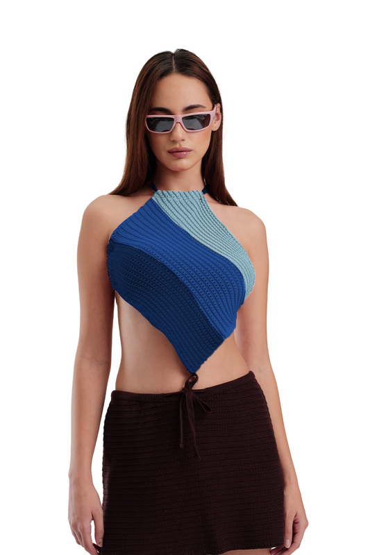 Aqua Ripple Knitwear Top
