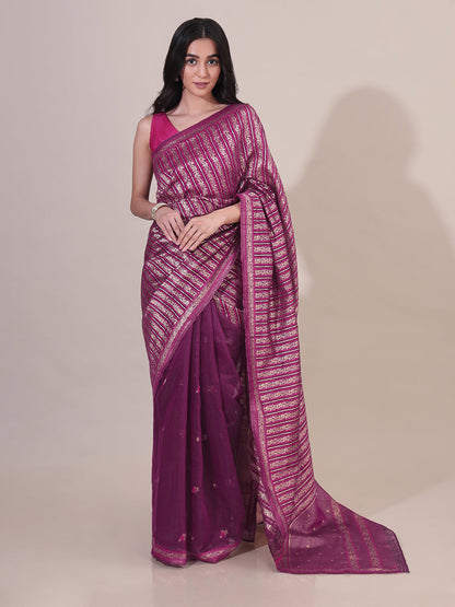 Heer Polka Zari Magenta Saree