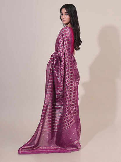 Heer Polka Zari Magenta Saree