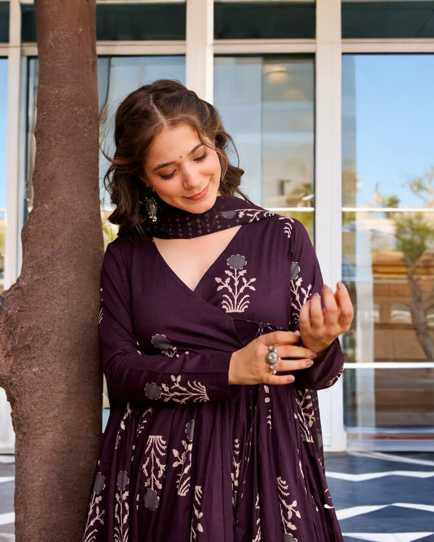 Dark Purple Digital Printed Palazzo Set