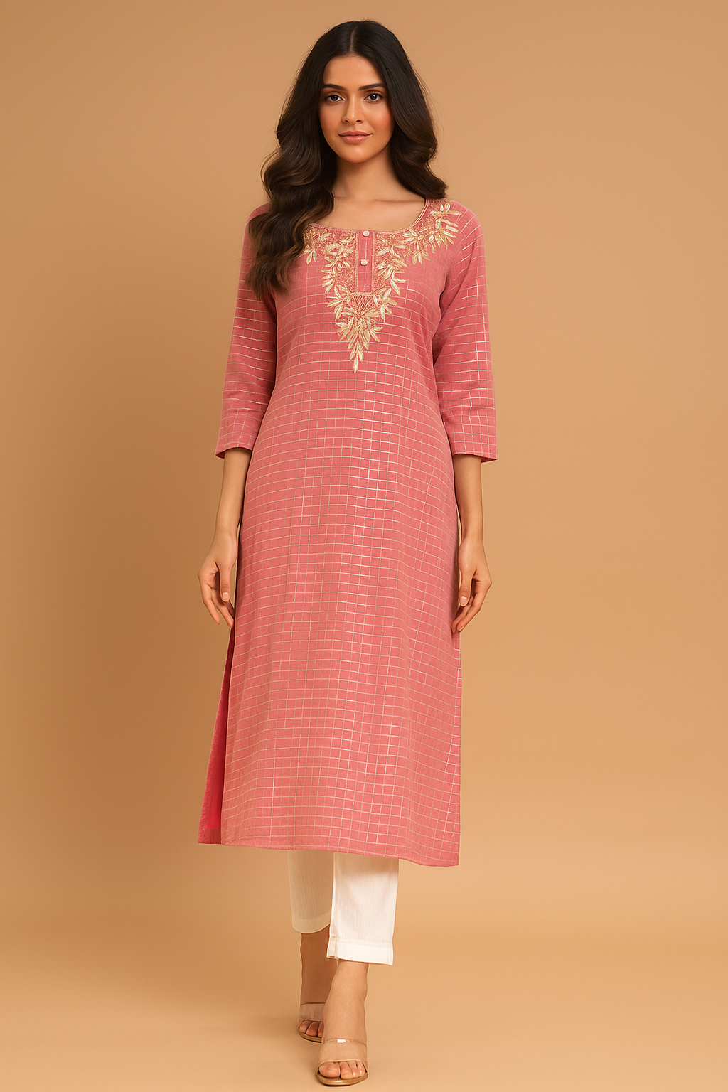 Autumn Yearn Pink Embroidered Kurta