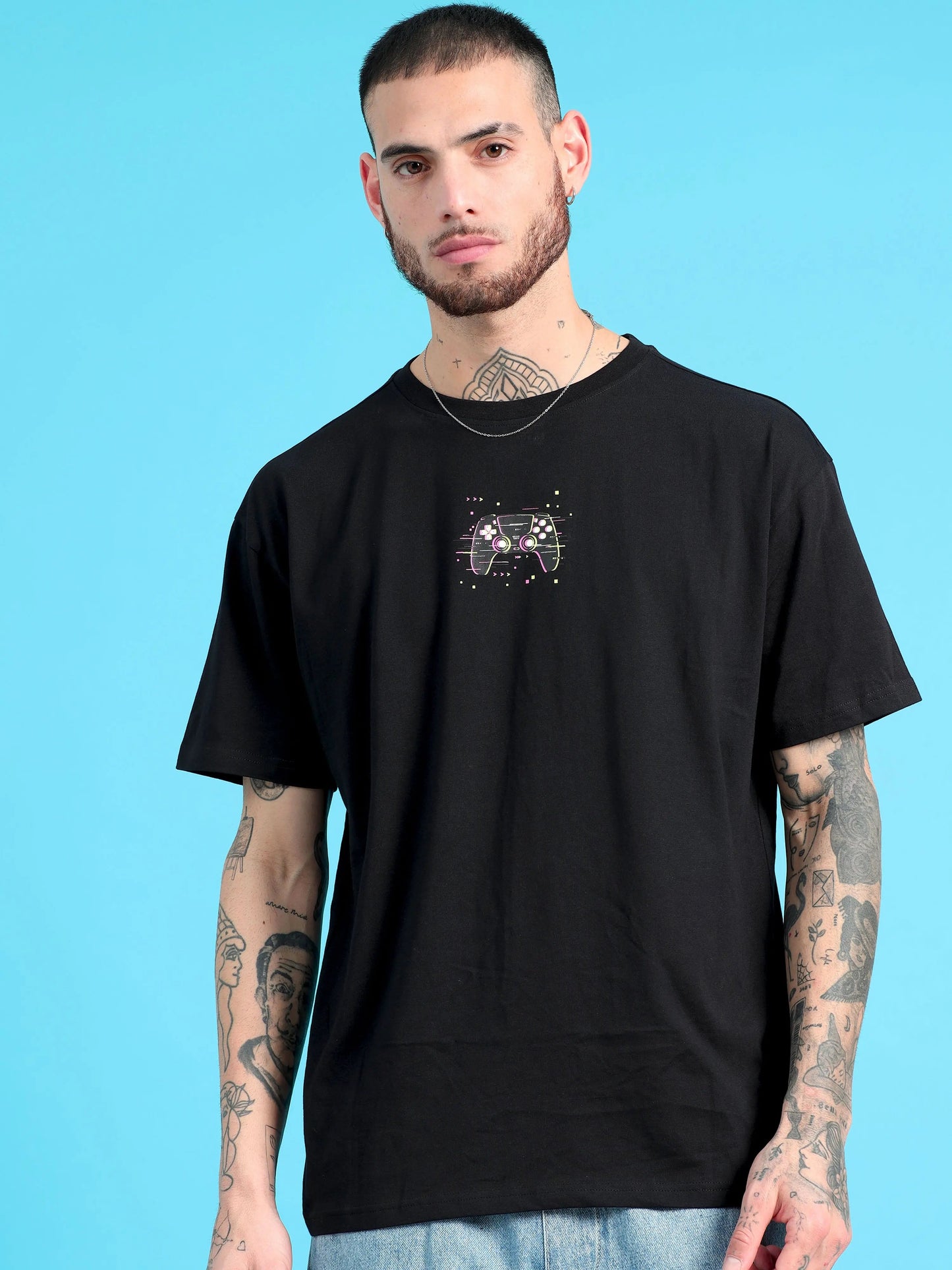 Men GAME OVER Printed Oversized T-Shirt