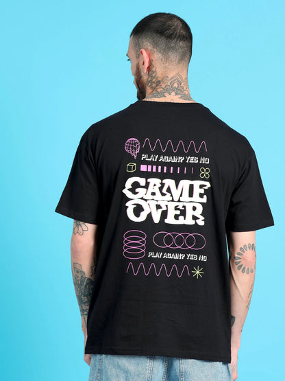 Men GAME OVER Printed Oversized T-Shirt