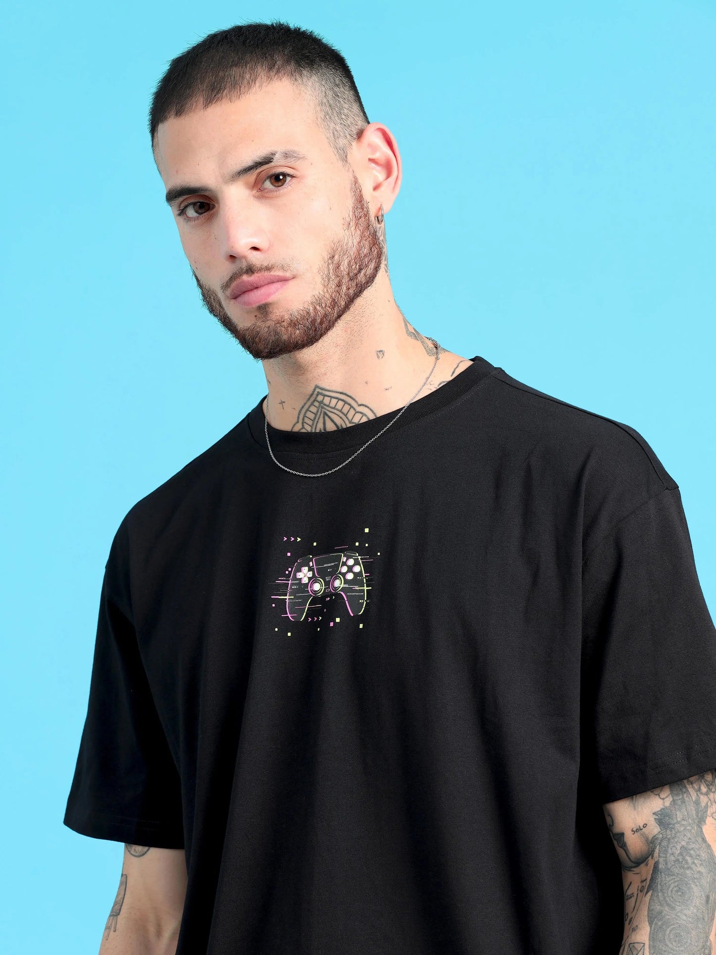 Men GAME OVER Printed Oversized T-Shirt
