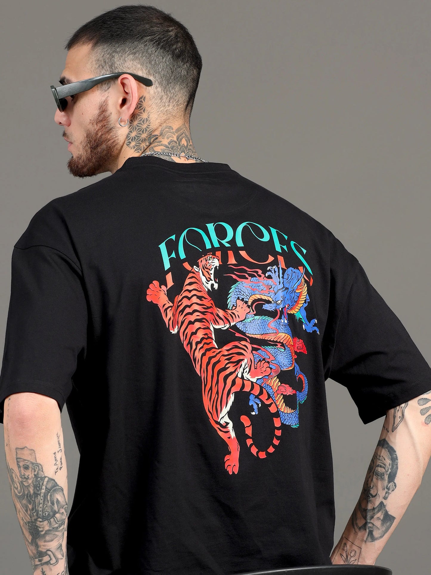 Men FORCES Printed Oversized T-Shirt