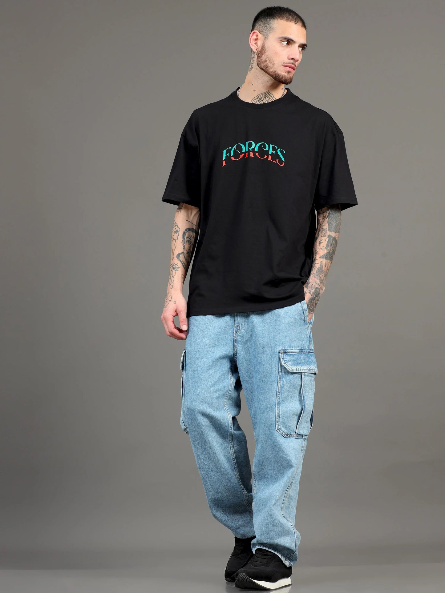 Men FORCES Printed Oversized T-Shirt