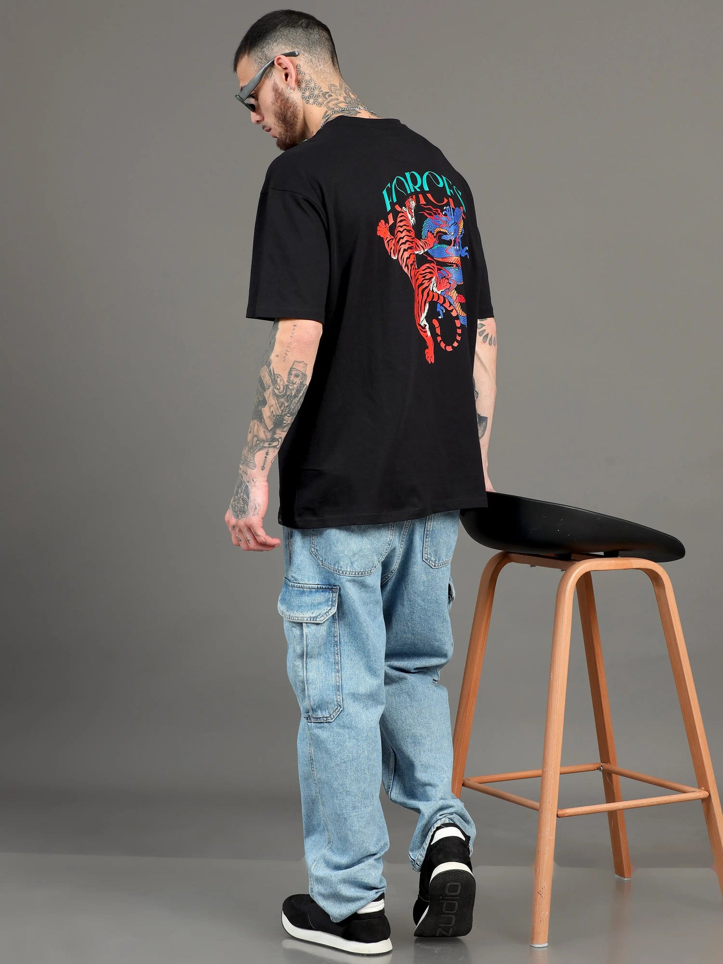 Men FORCES Printed Oversized T-Shirt