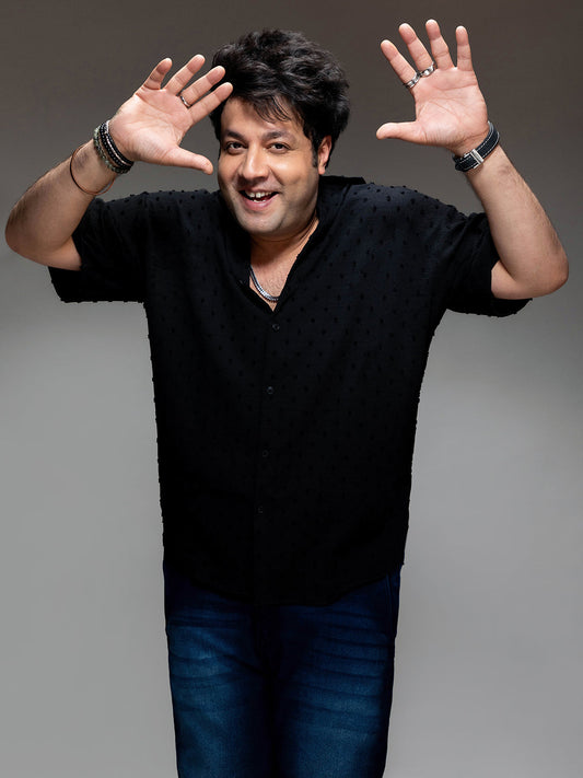 Black Textured Casual Shirt