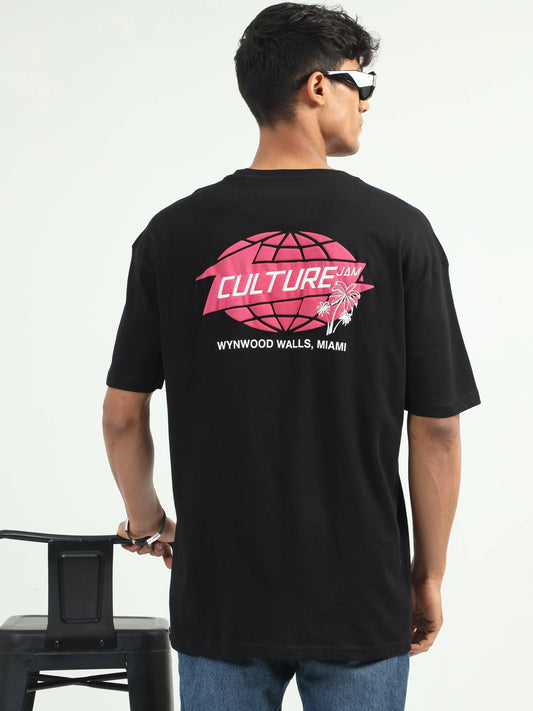 Men CULTURE JAM Printed Oversized T-Shirt