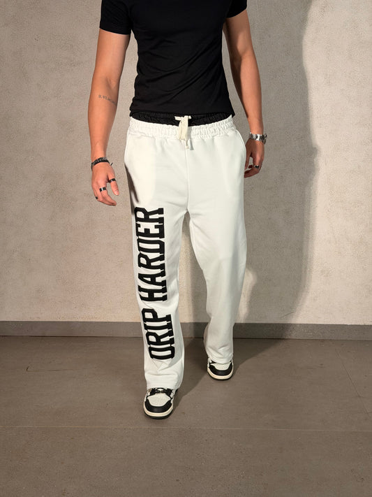 Contrast Belted Drip Harder Joggers - White