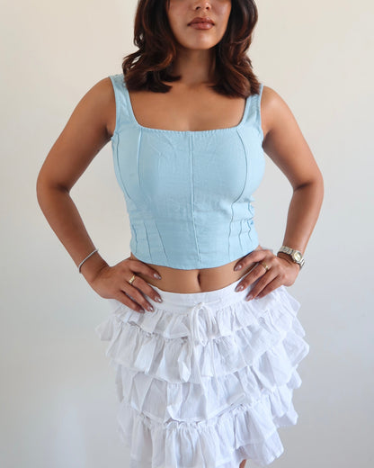 Refine Criss Cross Corset Top - Blue