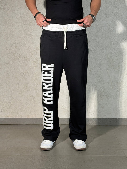 Contrast Belted Drip Harder Joggers - Black
