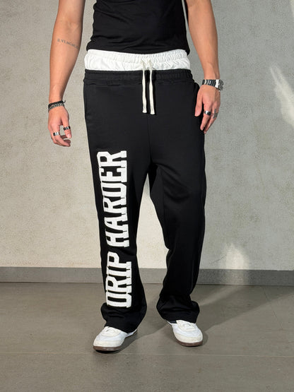 Contrast Belted Drip Harder Joggers - Black