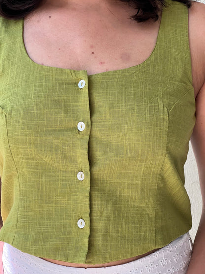 Matcha Whirl Scoop Neck Top