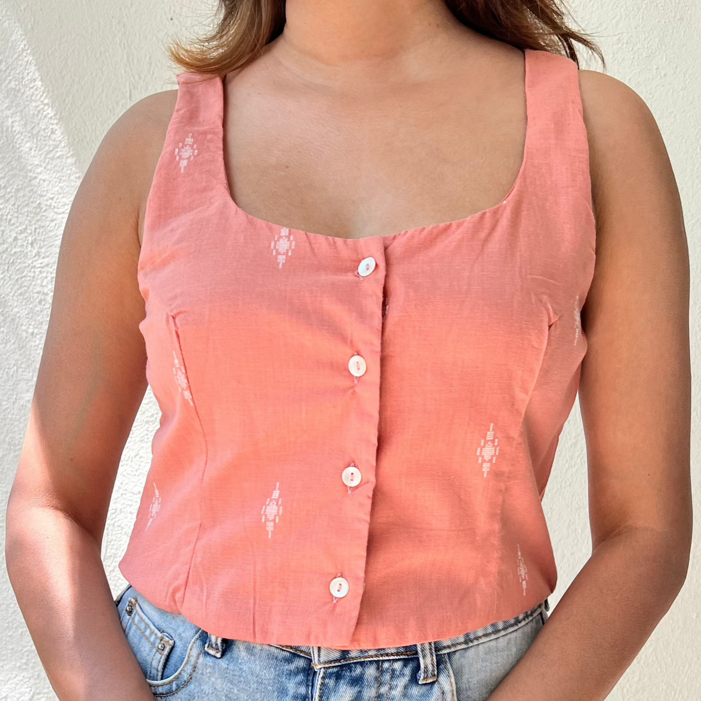 Peach Scoop Neck Top
