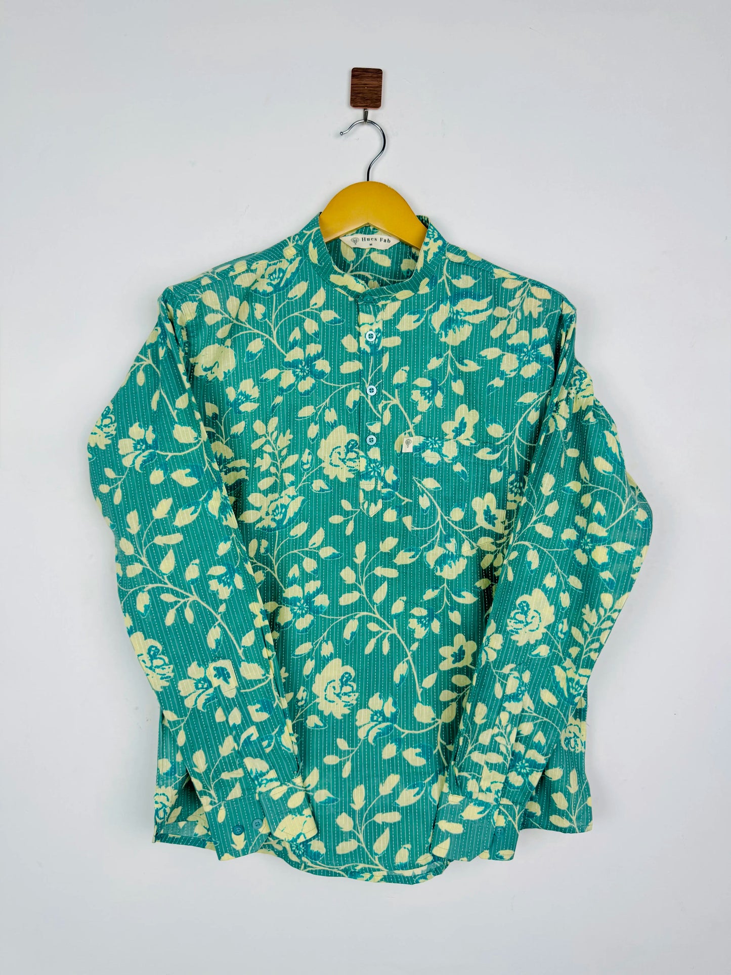 Blue Floral Kantha Short Kurta