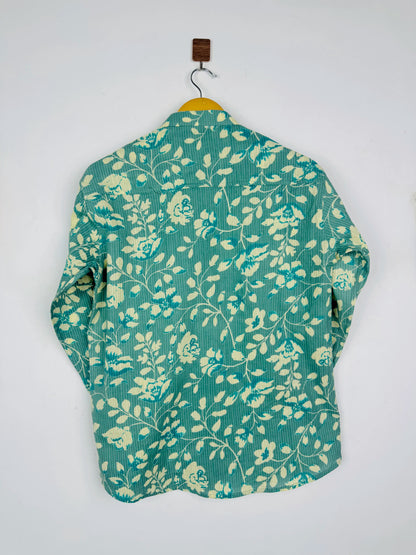 Blue Floral Kantha Short Kurta