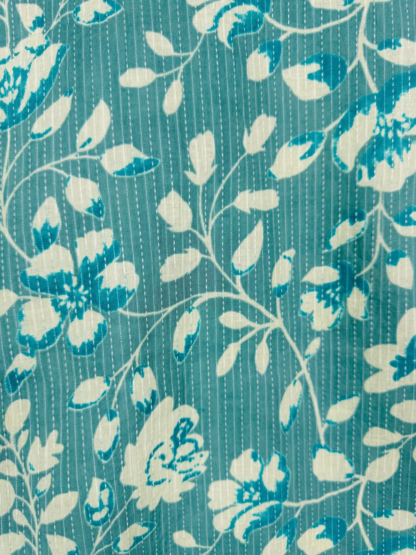 Blue Floral Kantha Short Kurta