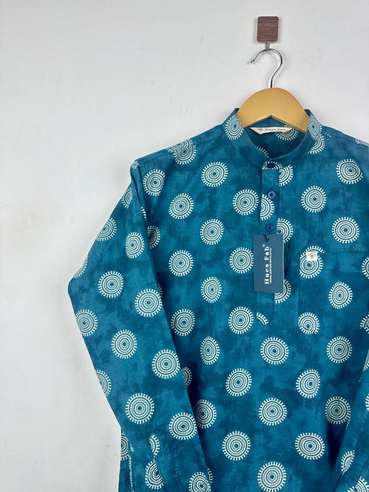 Teal Orbit Short Kurta