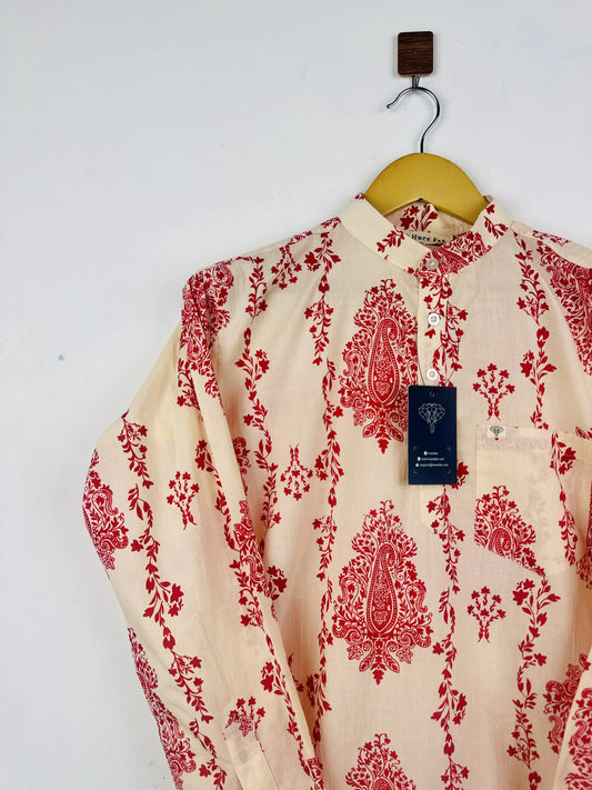 Ivory Red Short Kurta