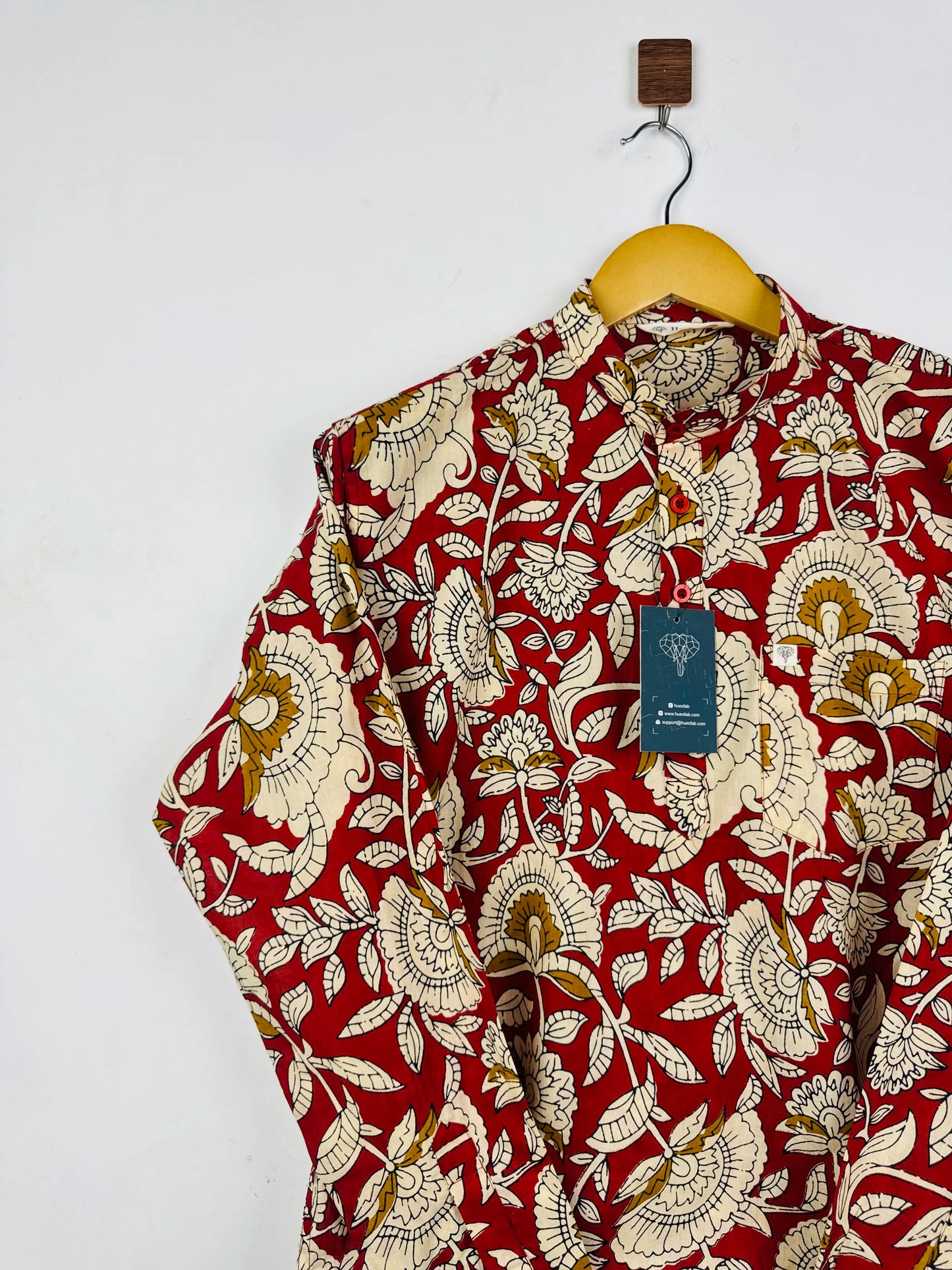 Red Floral Printed Short Kurta