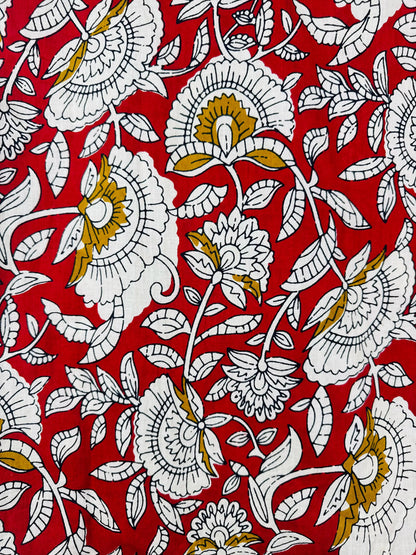 Red Floral Printed Short Kurta