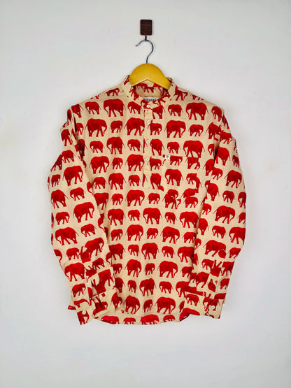 Crimson Elephant Printed Short Kurta