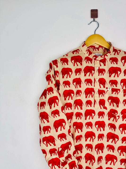 Crimson Elephant Printed Short Kurta