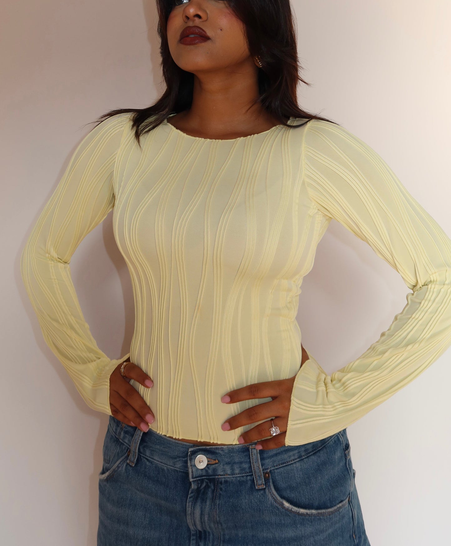 Wavy Aura Full Sleeve Top - Red