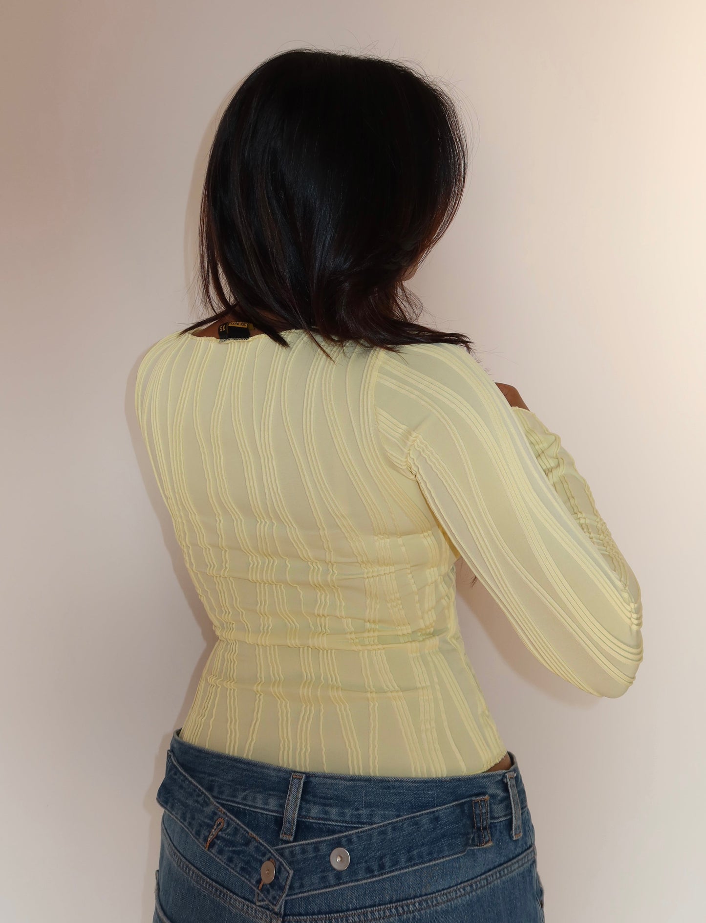 Wavy Aura Full Sleeve Top - Yellow