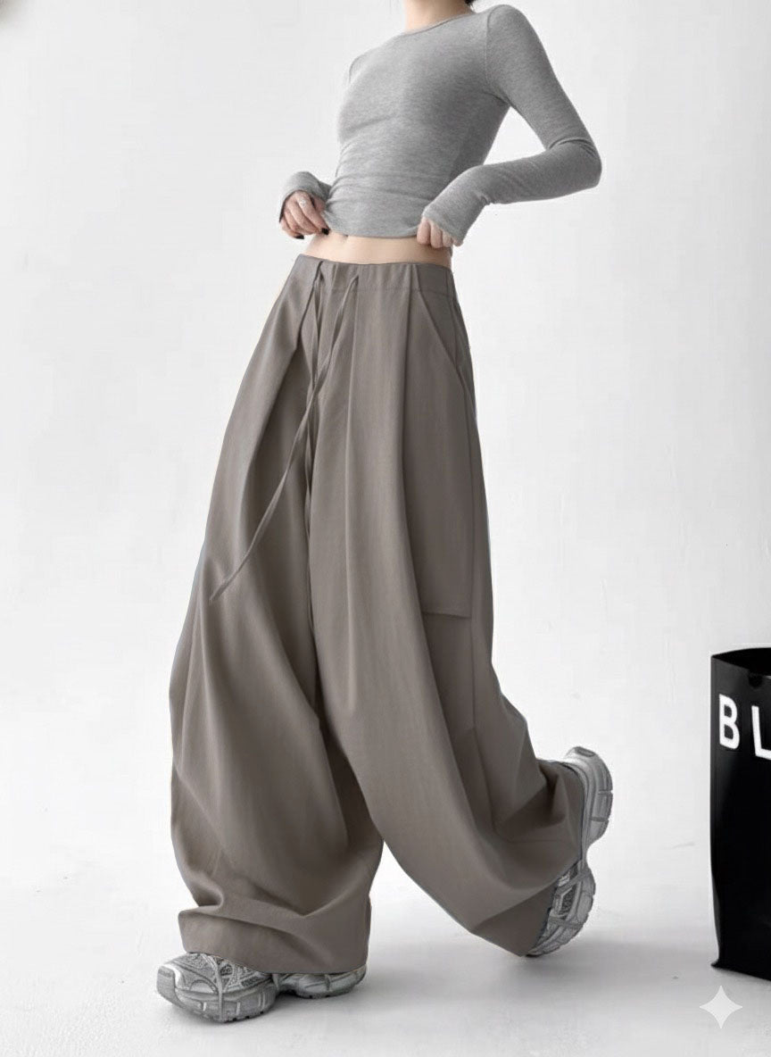 Draped Edit Wide Leg Pants - Sand