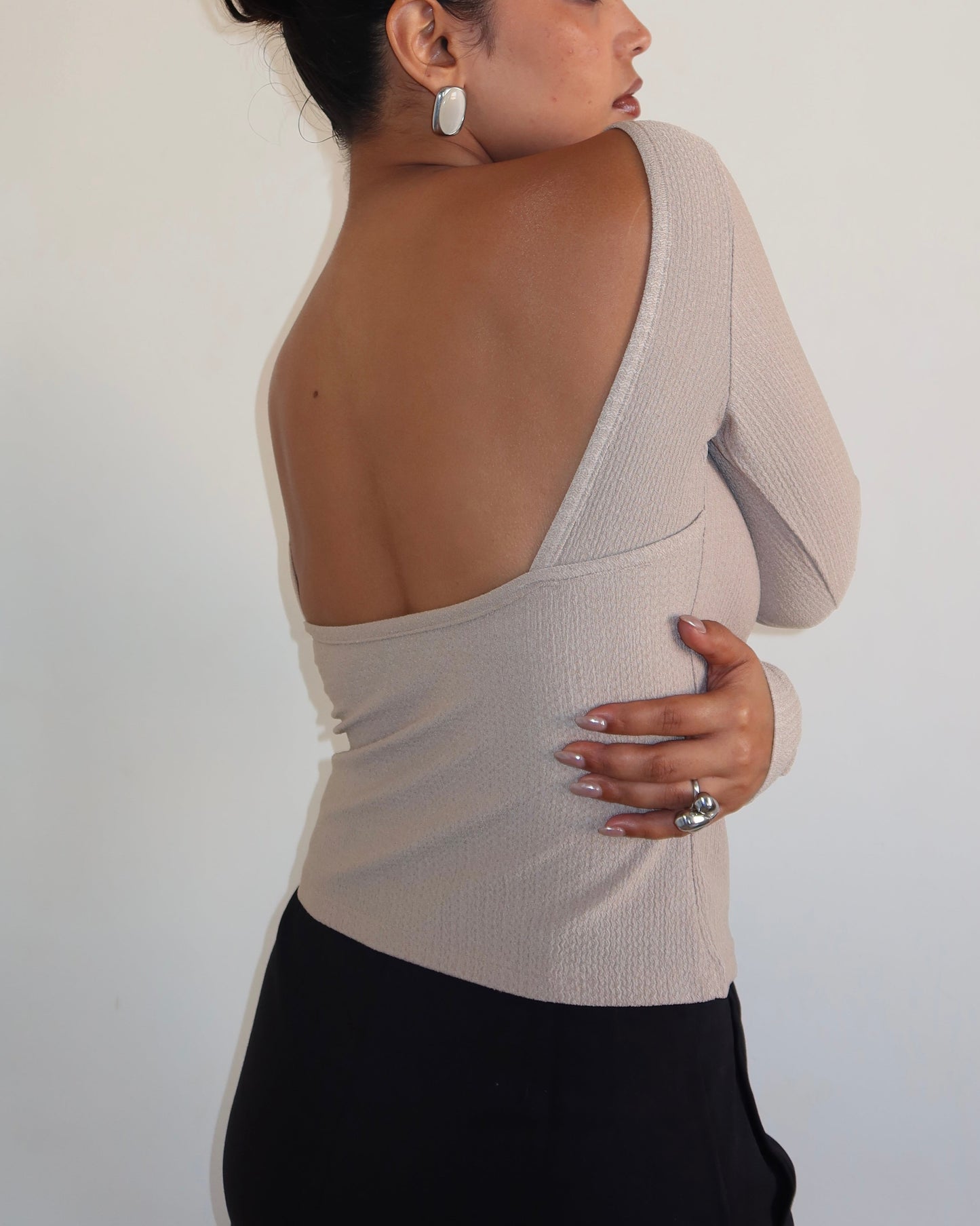 Bare Essence Jacquard Top - Beige