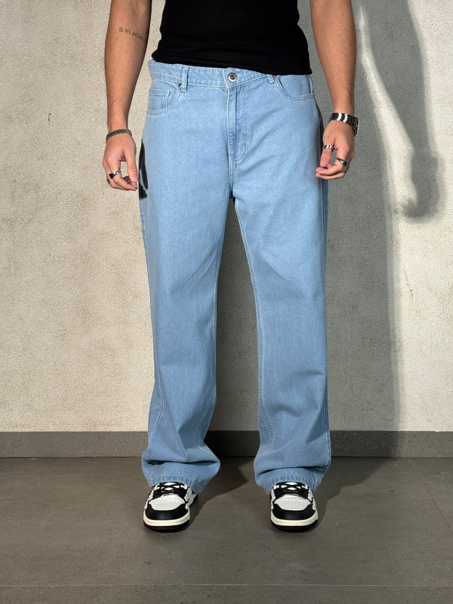 Slate Blue Baggy Fit Rigid Jeans