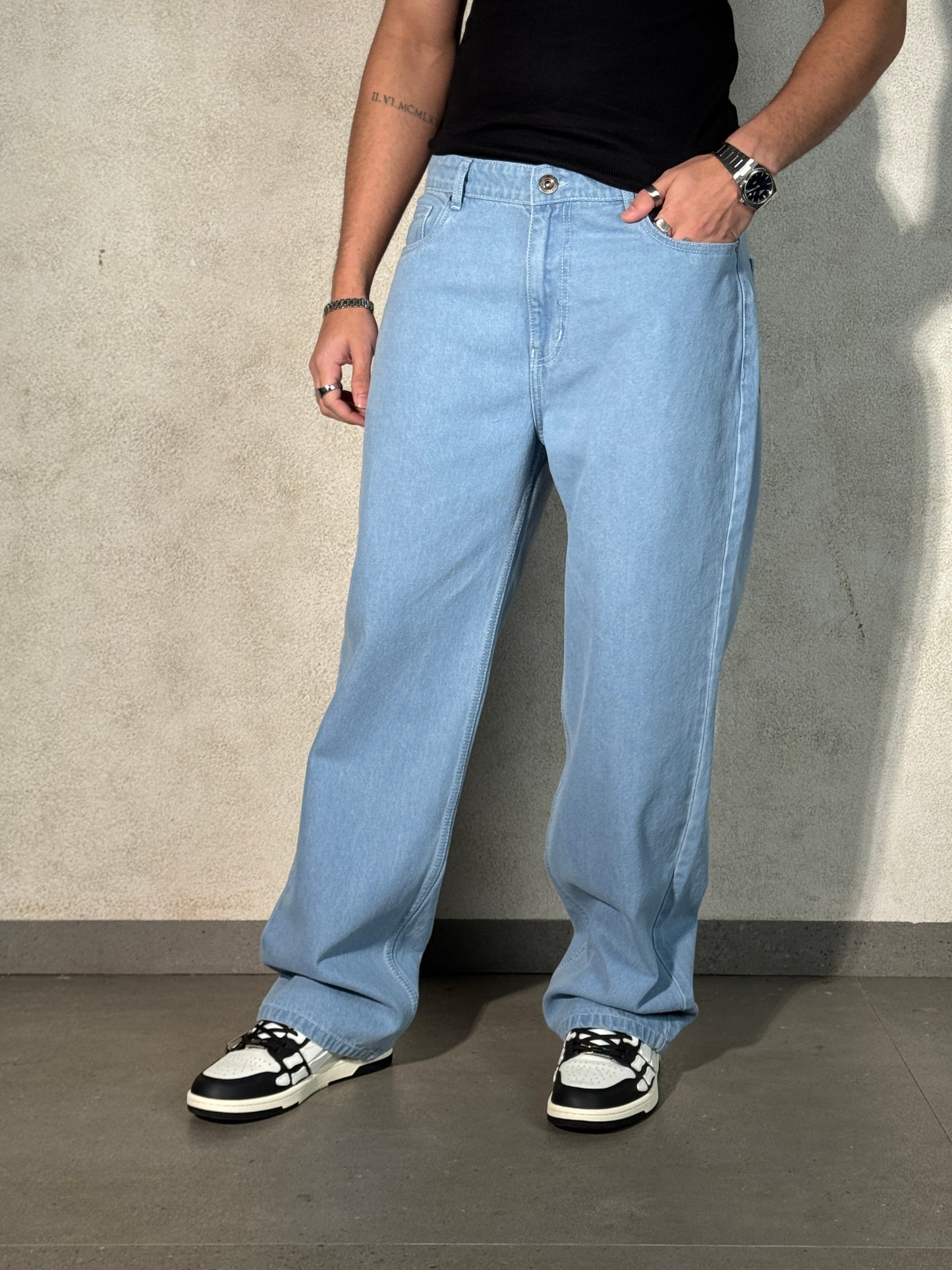 Slate Blue Baggy Fit Rigid Jeans