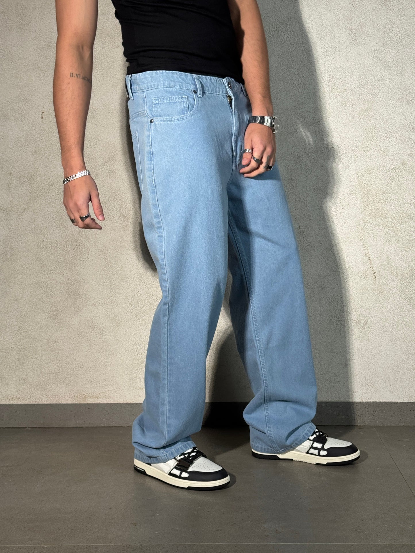 Slate Blue Baggy Fit Rigid Jeans