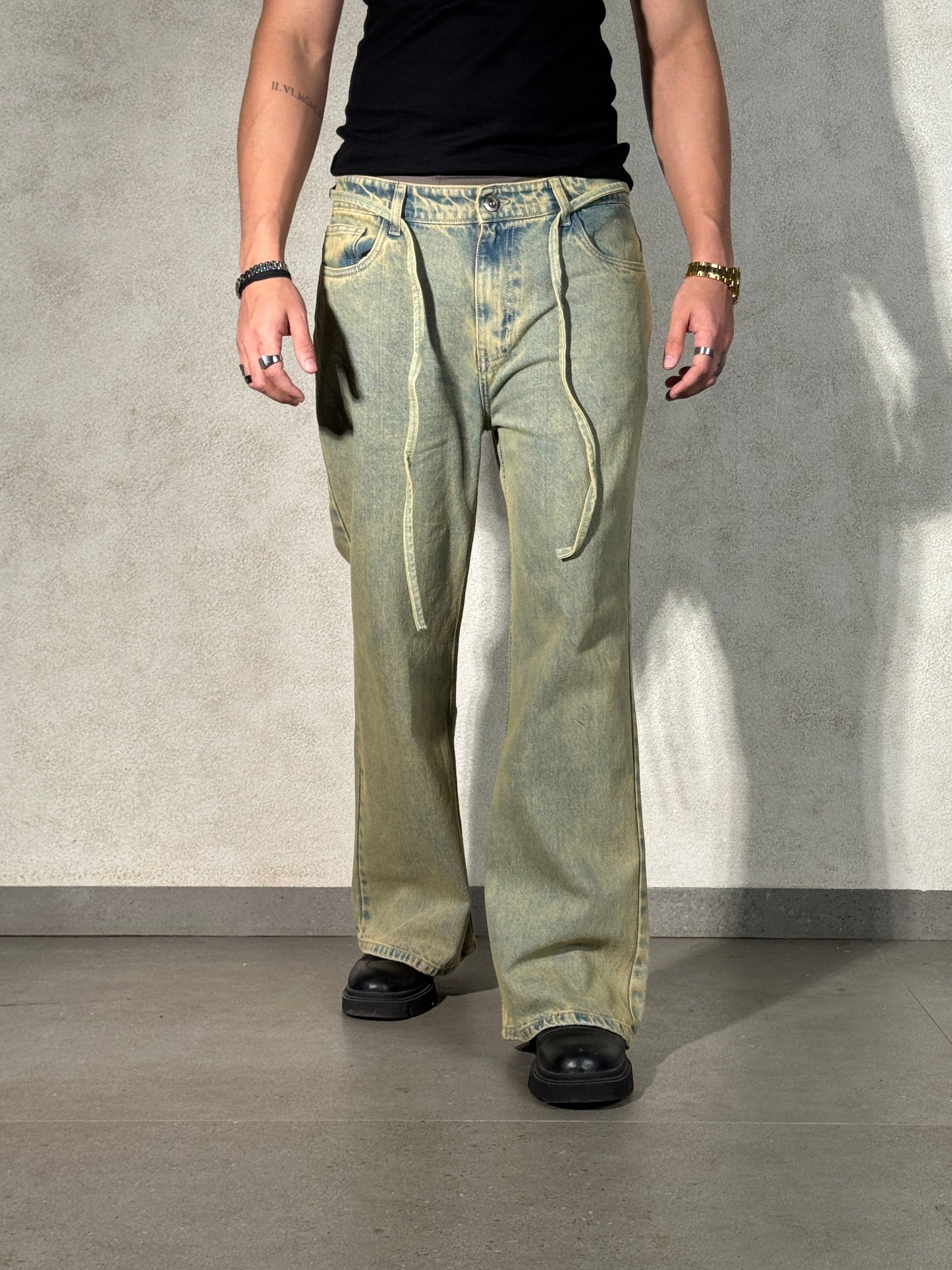 Mud Dyed Washed Bootcut Jeans