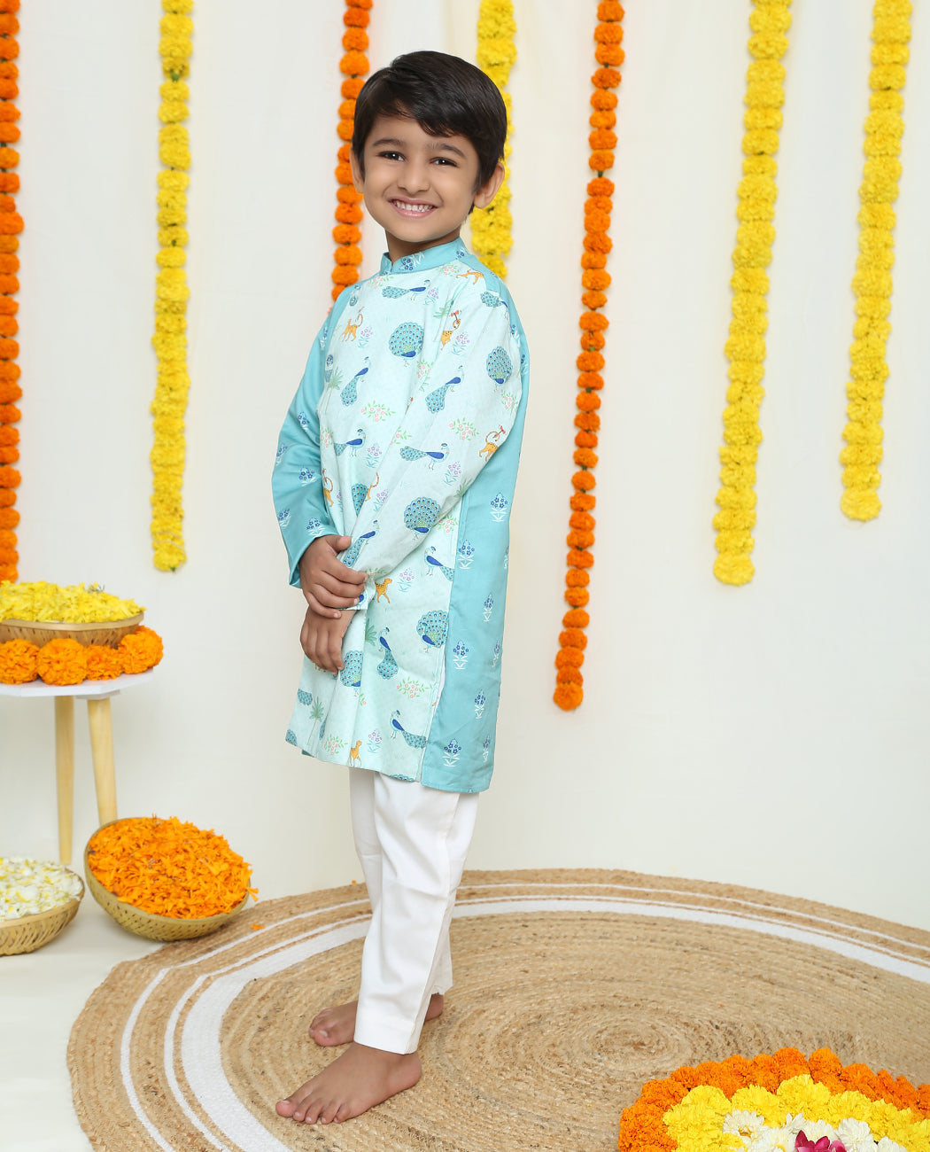 Rangeen Mor Assymetric Kurta and Pyjama set