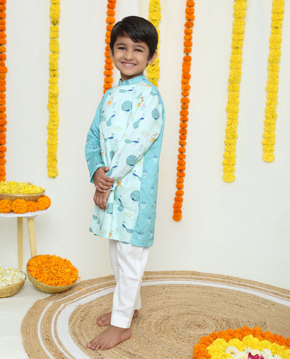 Rangeen Mor Assymetric Kurta and Pyjama set