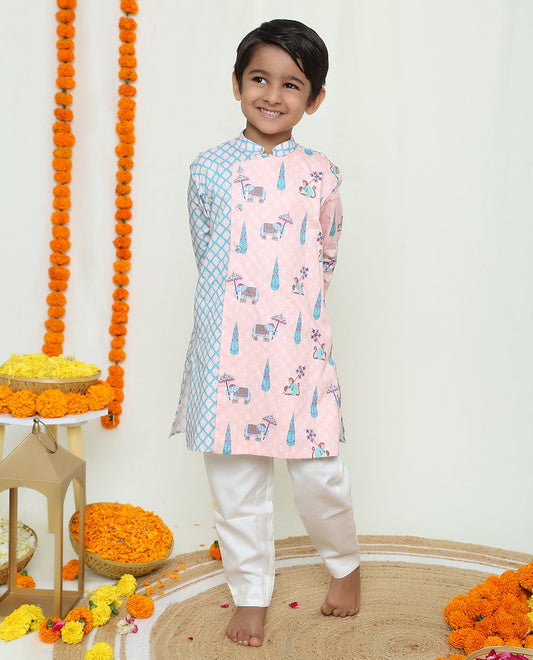 Natkhat Bandar Assymetric Kurta and Pyjama set