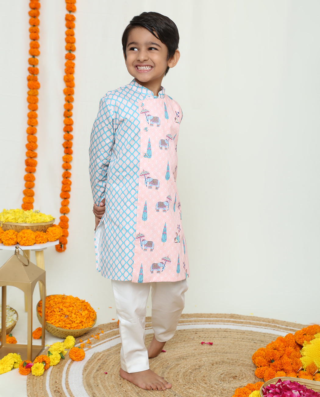 Natkhat Bandar Assymetric Kurta and Pyjama set