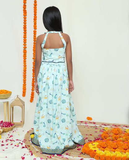 Rangeen Mor Lehanga and Halter Neck Blouse