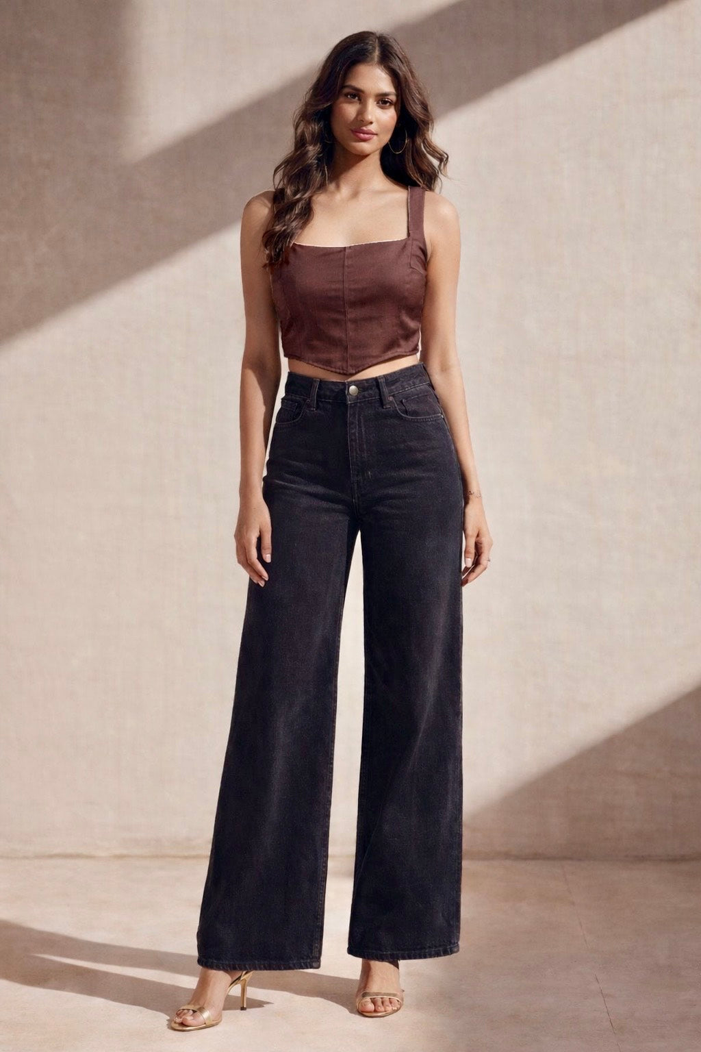 Vive Solid Brown Corset Top