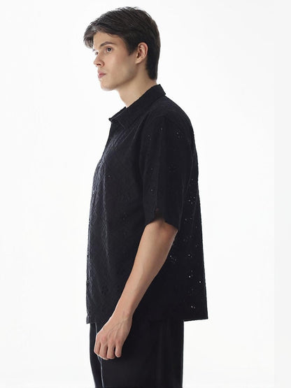 Men Semi Sheer Casual Oversized Shirt