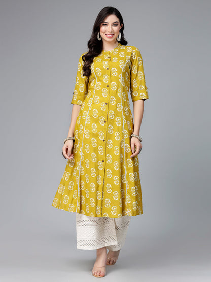 Stylum Women's Floral Printed Rayon A-Line Kurta (JOHNYCORN)