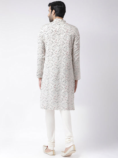 Men's Multi-color Printed Kurta Churidar Set