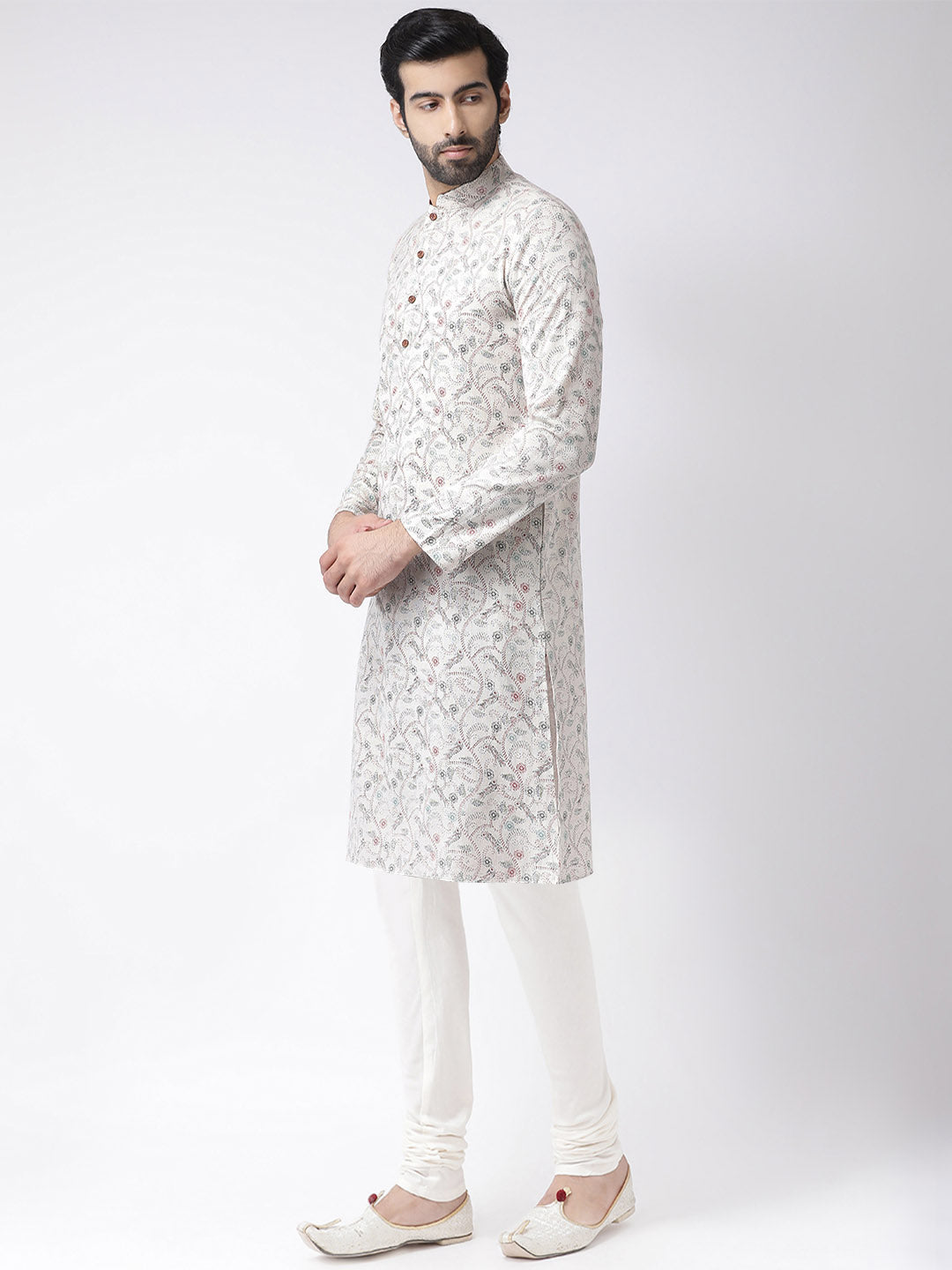Men's Multi-color Printed Kurta Churidar Set